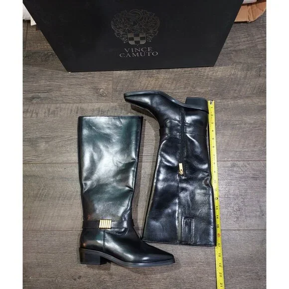 Vince Camuto Melise Extra Wide Calf Black Leather Knee High Boots Size 6.5 W NWT - Picture 7 of 9